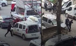 Polis merkezi önünde sopayla darp kamerada!