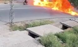 Düşen uçak alev topuna döndü: Motosikletliler ateşin içinden geçti